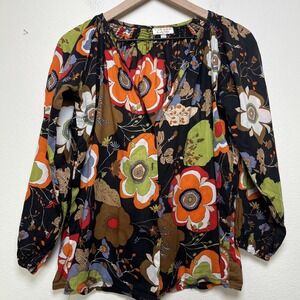 Tucker by Gaby Barsora Women Poplin‎ Top Large Floral Groovy Retro Flower